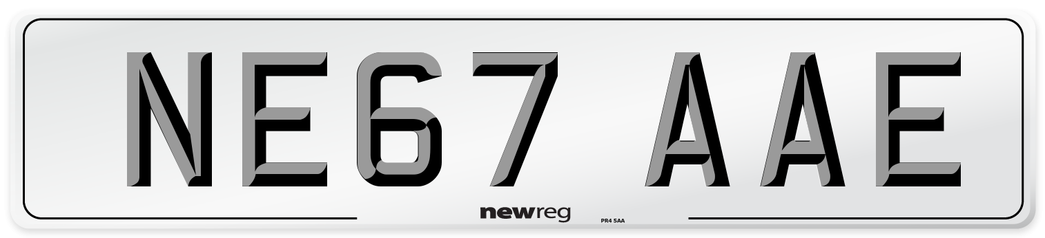 NE67 AAE Number Plate from New Reg